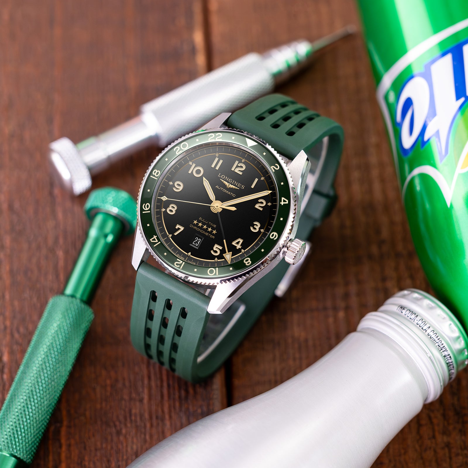 Ocellus Green Quick Release FKM Rubber Sports Watch Strap, 20mm or 22mm Strapcode Watch Bands