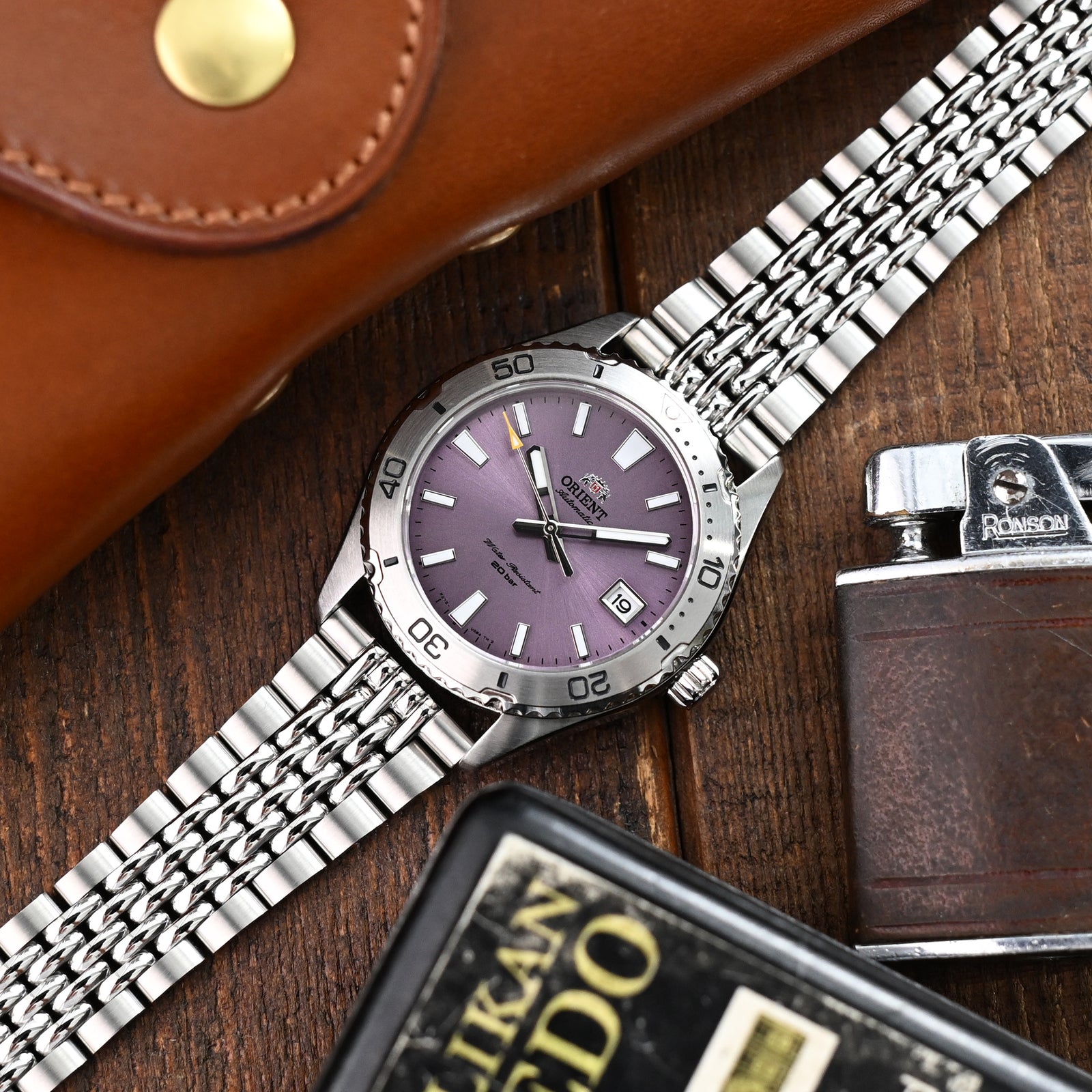 18mm, 19mm or 20mm Goma BOR Watch Band Straight End, 316L Stainless Steel Brushed and Polished V-Clasp Strapcode Watch Bands