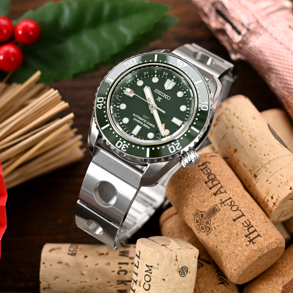 سوار ساعة رولبول الإصدار الثاني بعرض 20 مم أو 22 مم، طرف مستقيم، فك سريع، من الفولاذ المقاوم للصدأ 316L، إبزيم غطس مصقول