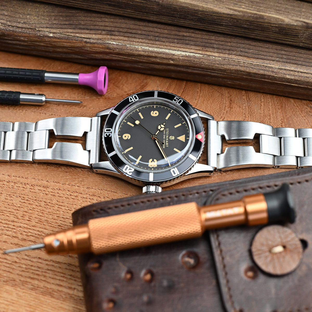 سوار ساعة شفرة حلاقة عتيق 22 مم، نهاية مستقيمة، فك سريع، فولاذ مقاوم للصدأ 316L، إبزيم V مصقول