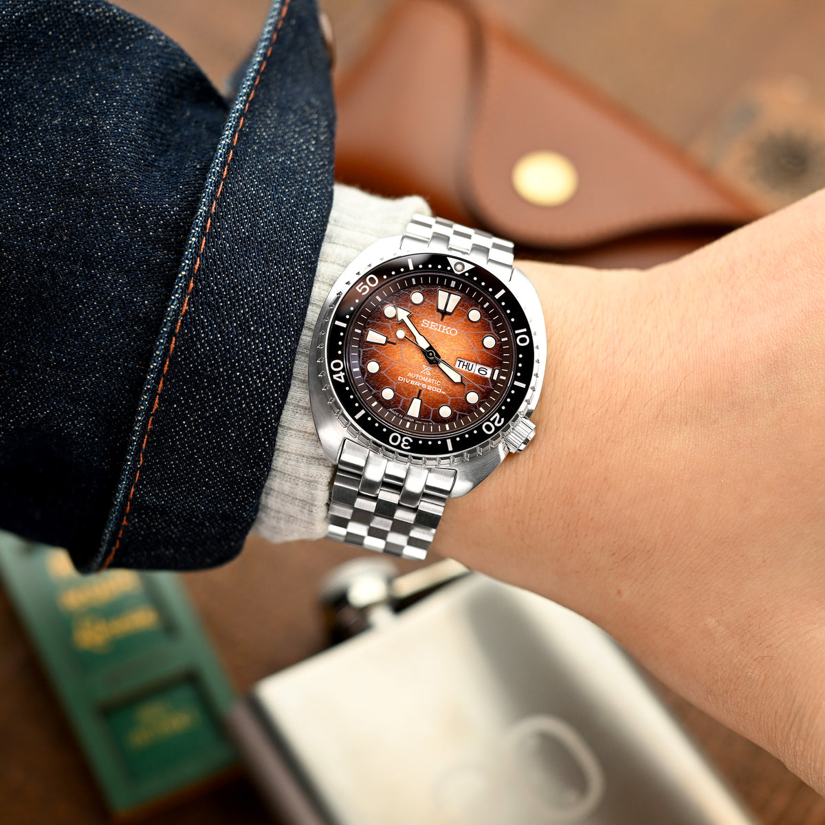 سوار ساعة Super Engineer II مقاس 22 مم متوافق مع Seiko New Turtles SRP777 وPADI SRPA21، مصنوع من فولاذ 316L مع قفل مزدوج بزر V-Clasp