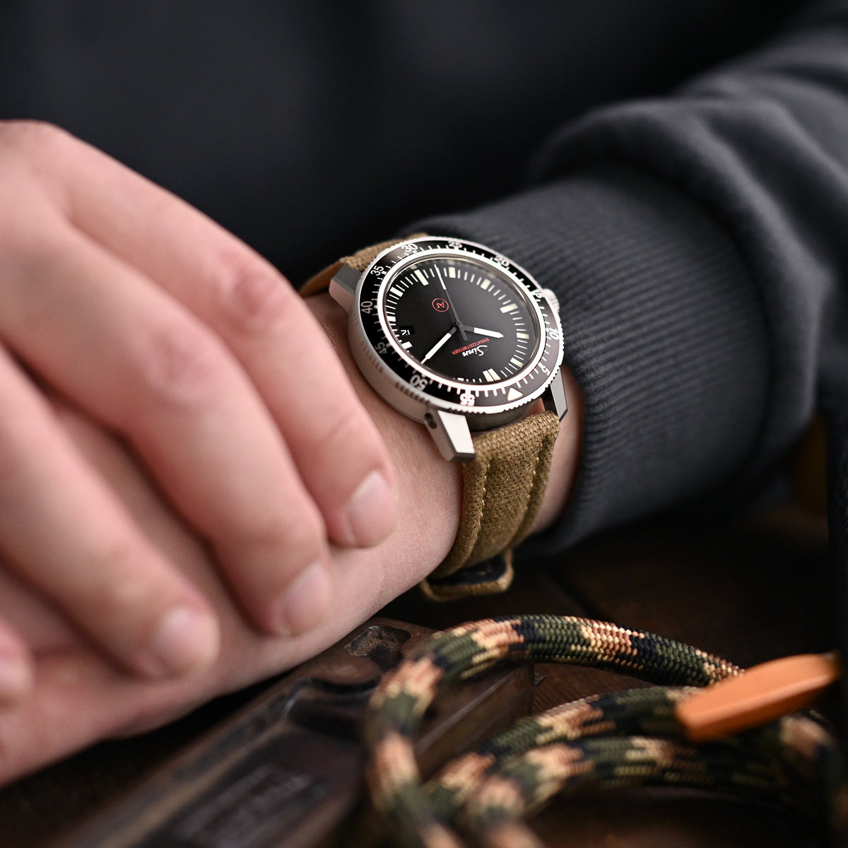 سوار ساعة قماش كاكي ستايل الطيار مع فك سريع، 20 مم أو 22 مم