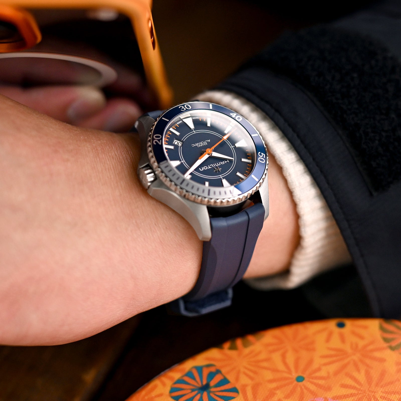 20mm Wheels Resilient Curved End FKM Rubber watch strap, Navy Blue Strapcode watch bands