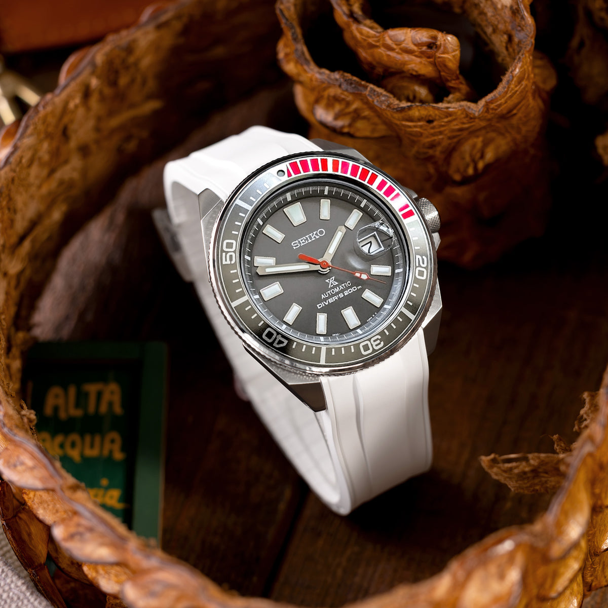 StrapXPro - SRX1A Vulcanized Rubber Strap for Seiko Samruai, King Samruai, White