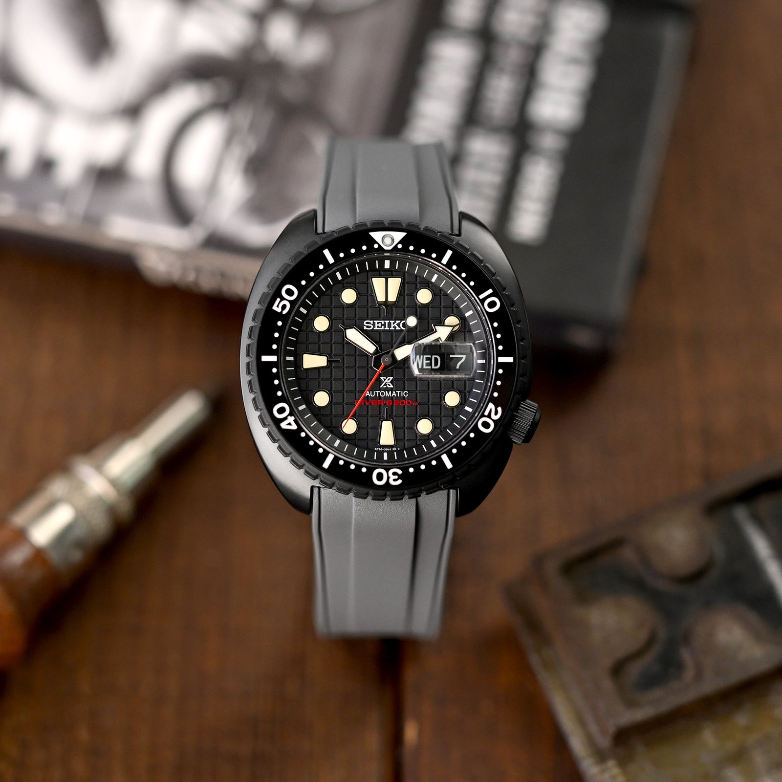 StrapXPro - STX1A Rubber Strap for Seiko Prospex New Turtles SRP777 and King Turtles SRPF77, Grey Strapcode watch bands
