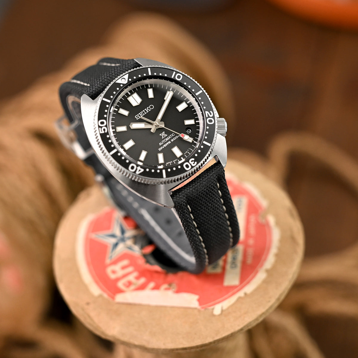 Correa de reloj estilo aviador de lona negra con liberación rápida, 20mm o 22mm