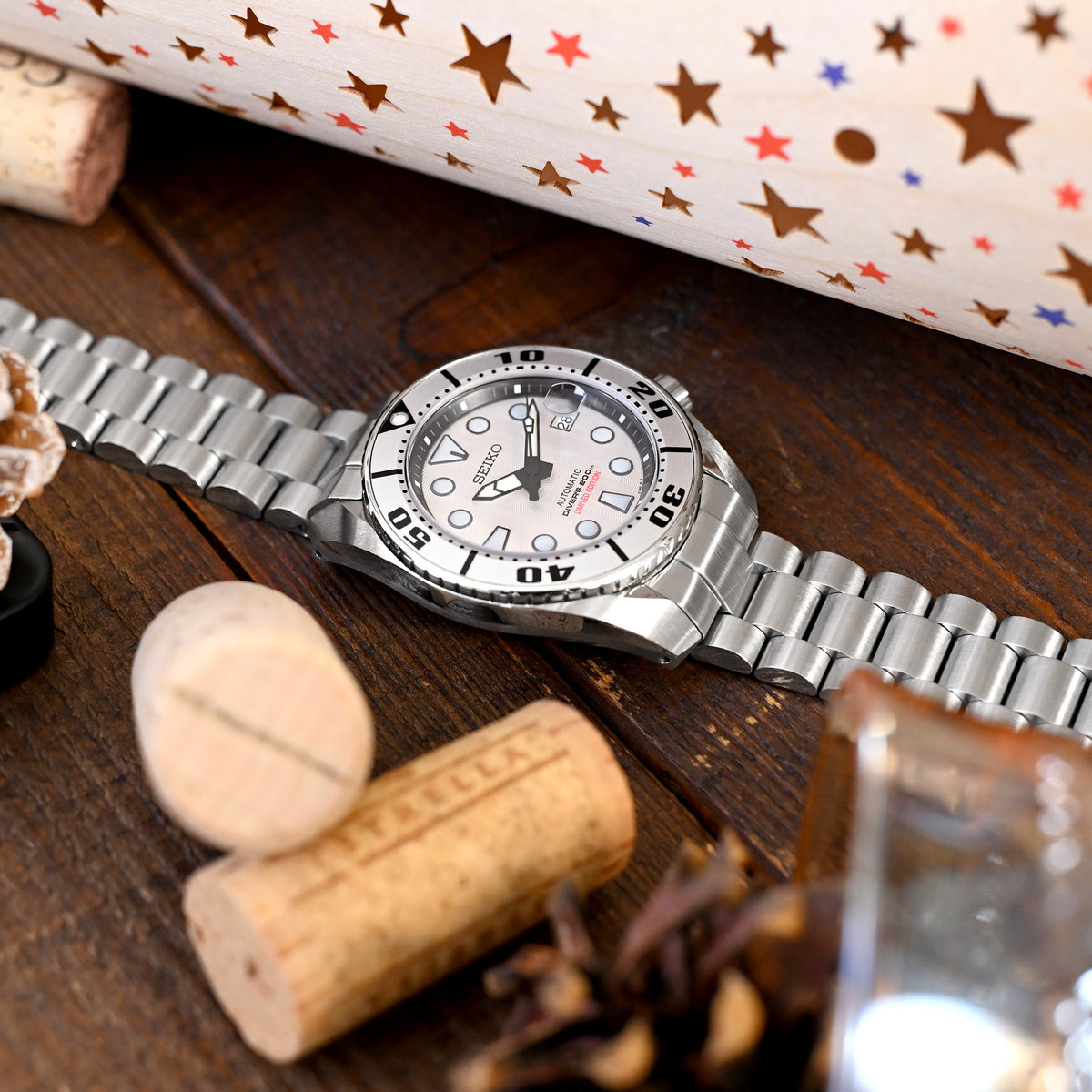 سوار ساعة Endmill مقاس 20 مم لساعات Seiko Sumo SBDC001 SBDC031 SBDC081، من الفولاذ المقاوم للصدأ بتشطيب مصقول، مع مشبك V Diver