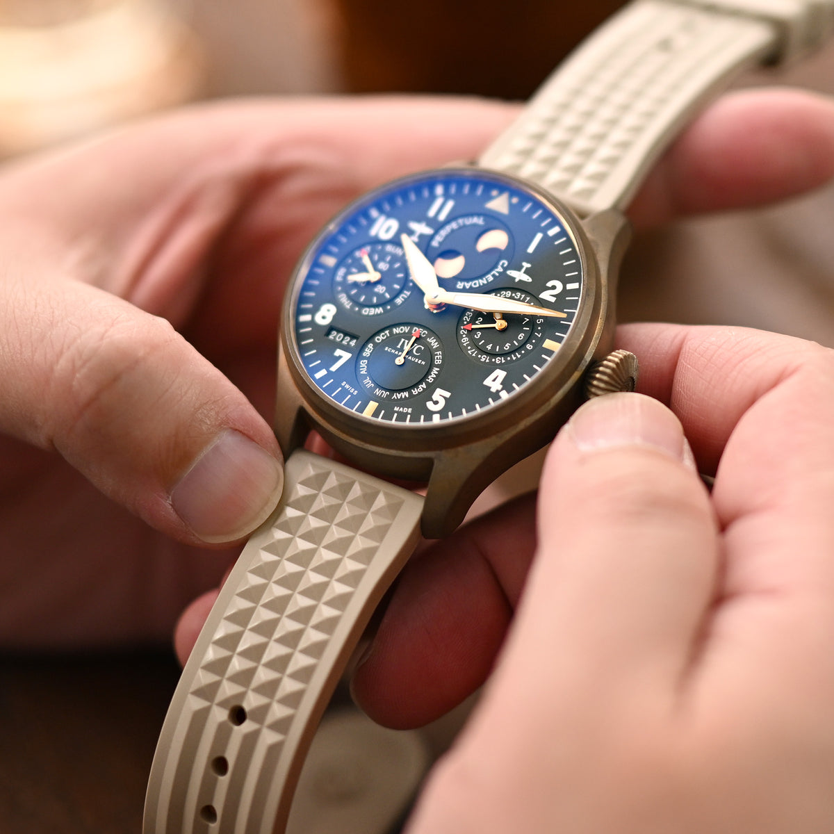 Chaffle Sand FKM Rubber watch strap, 20mm or 22mm