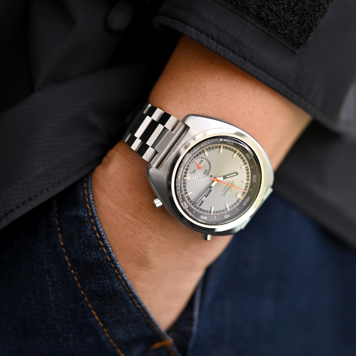 سوار ساعة هيكساد III مقاس 19 مم، نهاية مستقيمة، فك سريع، فولاذ مقاوم للصدأ 316L، إبزيم V مصقول