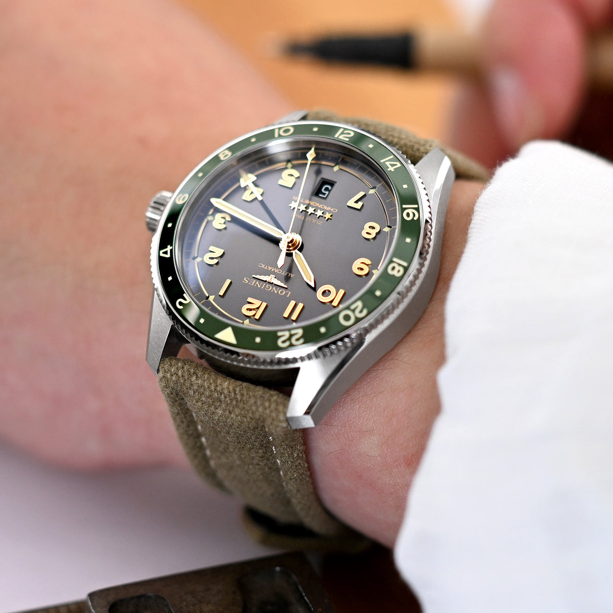 سوار ساعة قماش كاكي ستايل الطيار مع فك سريع، 20 مم أو 22 مم