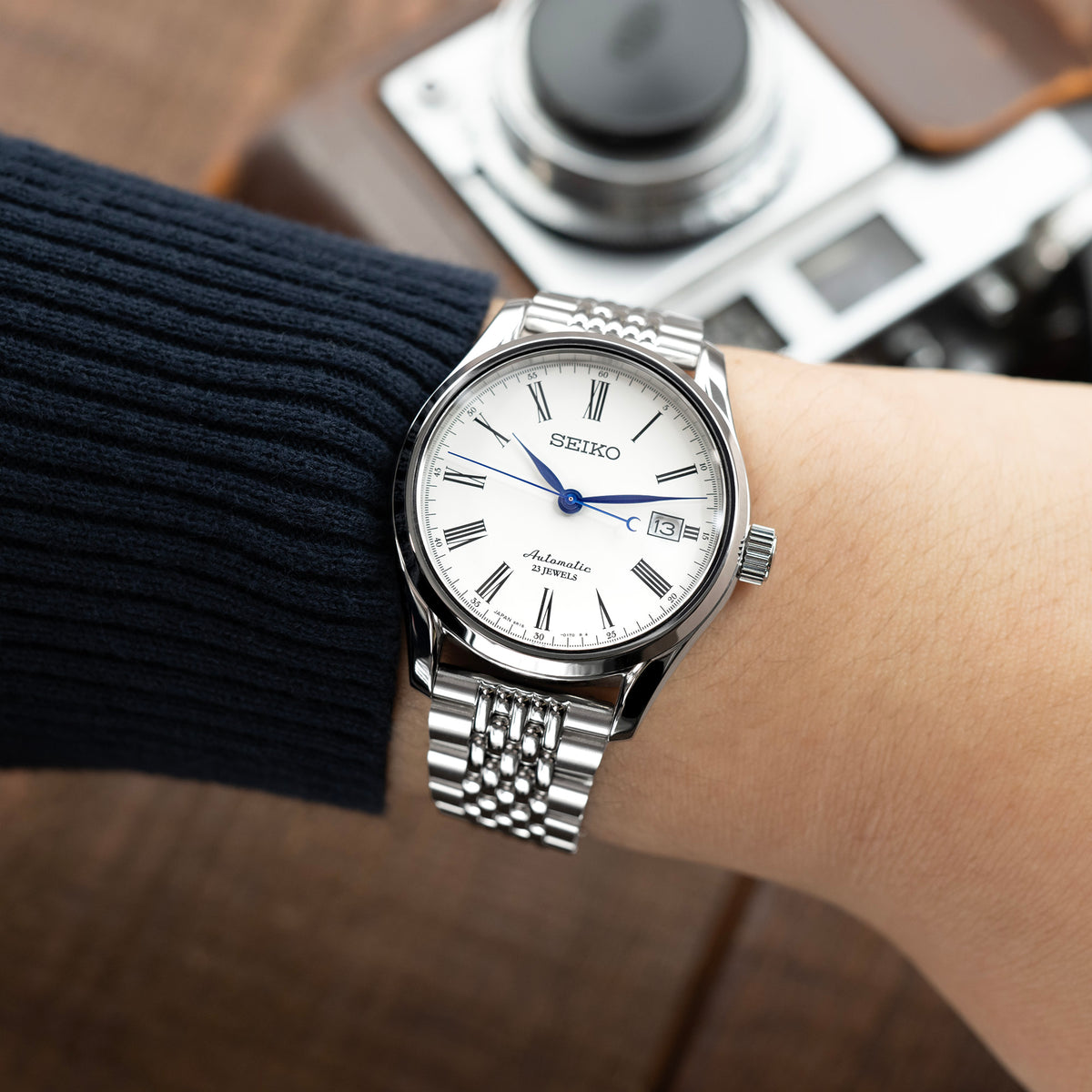 18mm, 19mm or 20mm Goma BOR Q.R. Watch Band Straight End, 316L Stainless Steel Brushed and Polished V-Clasp