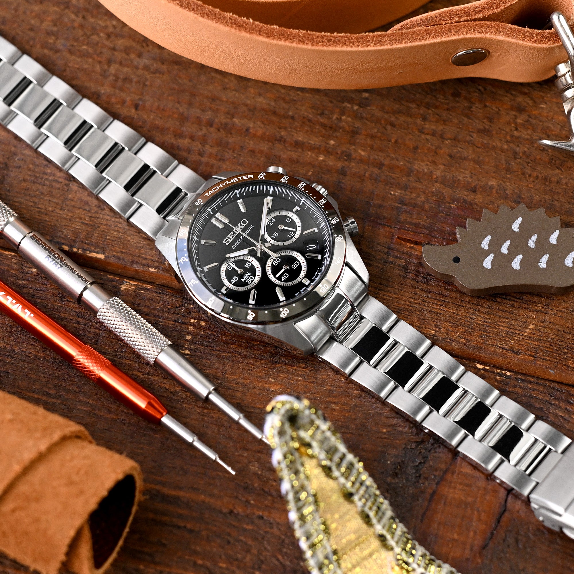 سوار ساعة Super-O Boyer مقاس 20 مم لساعات Seiko Cocktail SRPB41 SSA345 SSA341، من الستانلس ستيل - مصقول مع وسط لامع، مشبك V Diver