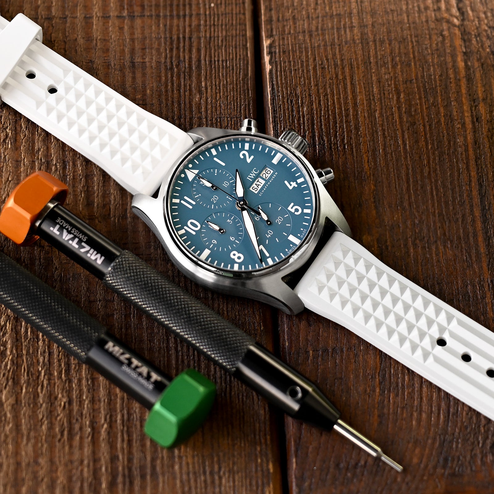 Chaffle White FKM Rubber watch strap, 20mm or 22mm Strapcode Watch Bands