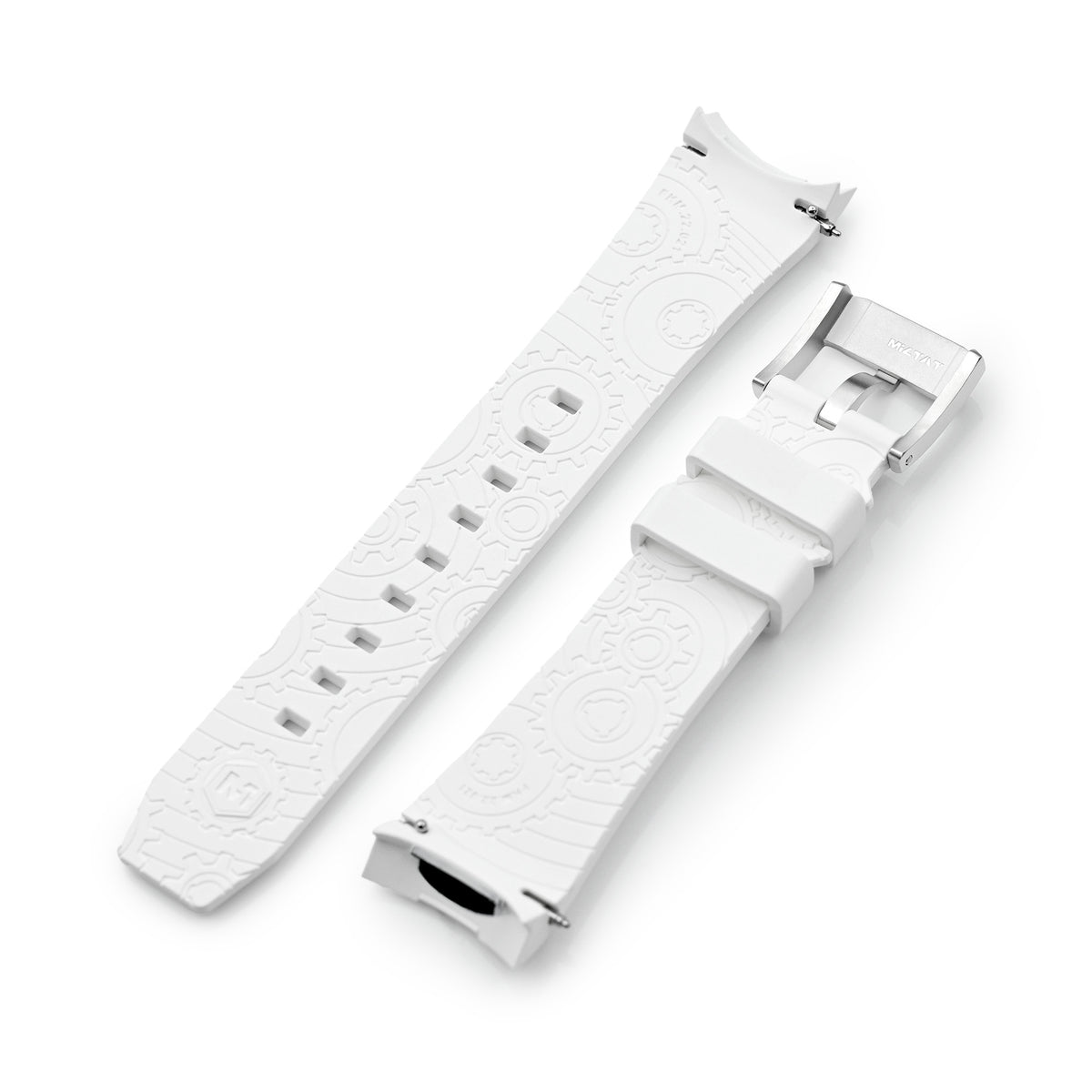 Wheels FKM Watch Band for Orient Kamasu, 22mm White Rubber Quick Release Curved End Strapcode watch bands