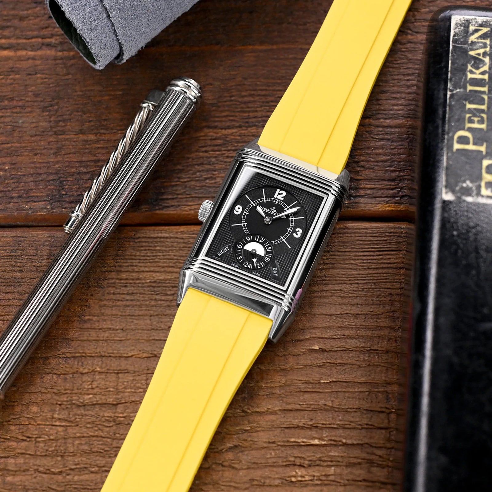 Quick Release FKM27 Yellow Titanium Slinea Clasp FKM Rubber watch strap, 20mm or 22mm Strapcode watch bands