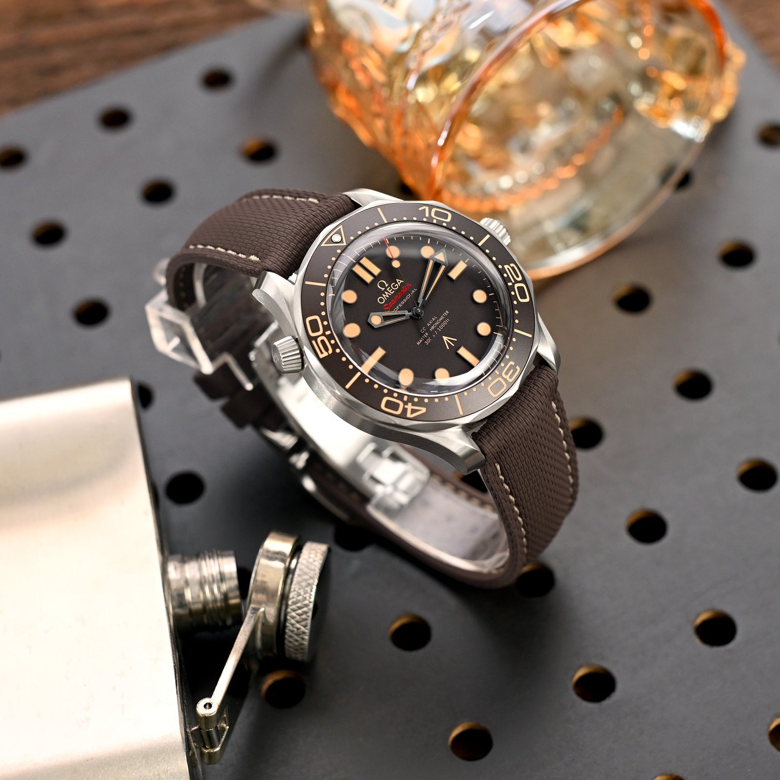 FKM39 Brown Deployment FKM Rubber Watch Band Beige Stitch, 20mm or 23mmStrapcode watch bands