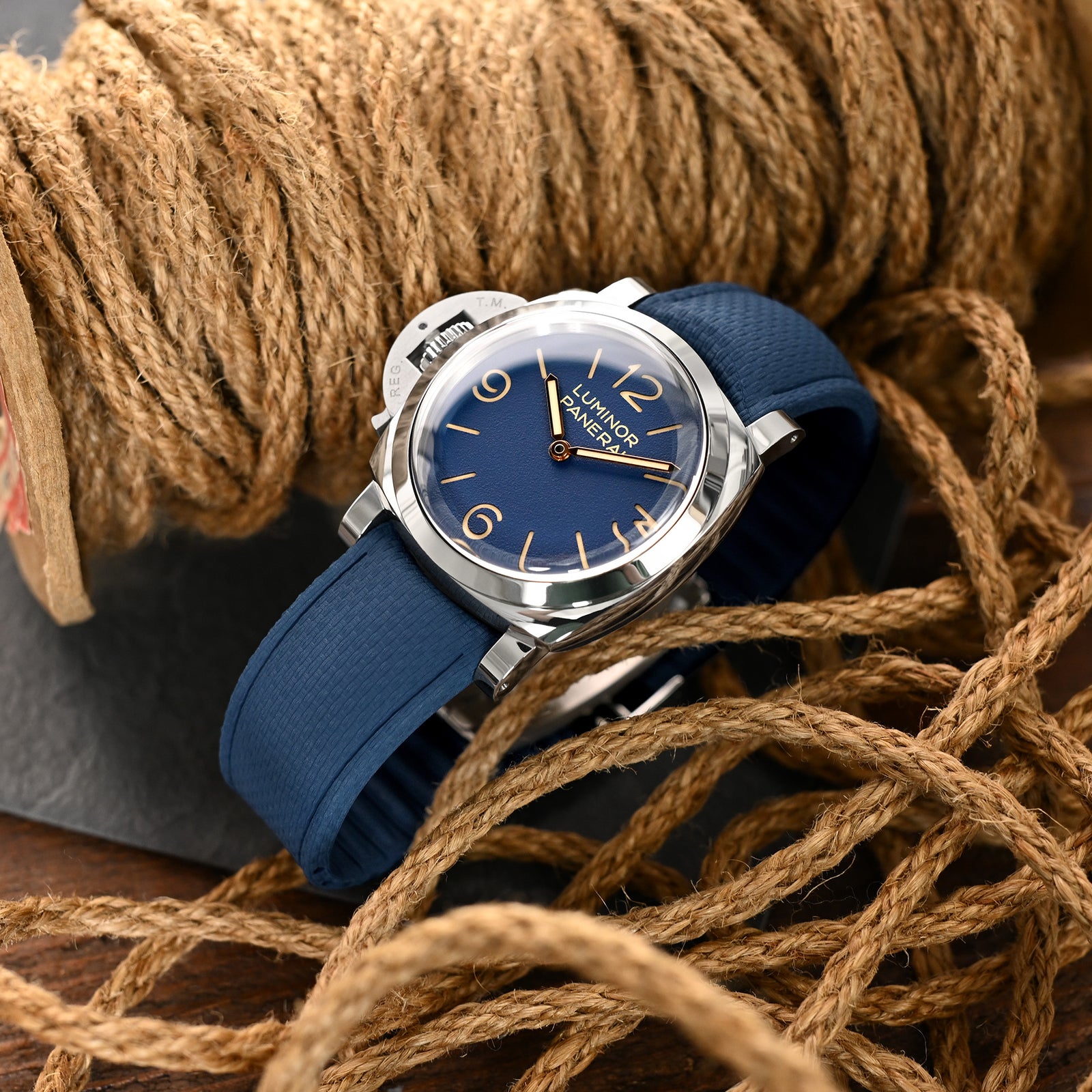 FKM41 Navy Blue Quick Release Butterfly Deployment FKM Rubber Watch Band, 20mm to 22mm and 24mm Strapcode watch bands