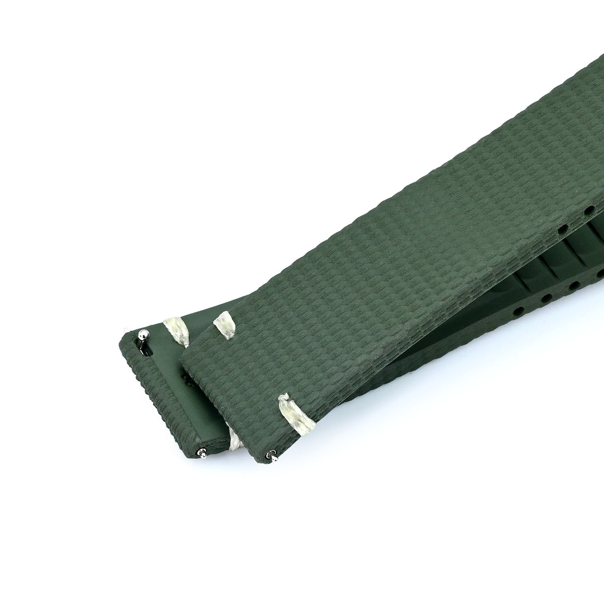 FKM42 Military Green Quick Release Butterfly Deployment FKM Rubber Watch Band, 20mm Strapcode watch bands