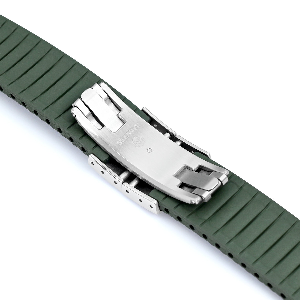 FKM42 Military Green Quick Release Butterfly Deployment FKM Rubber Watch Band, 20mm Strapcode watch bands