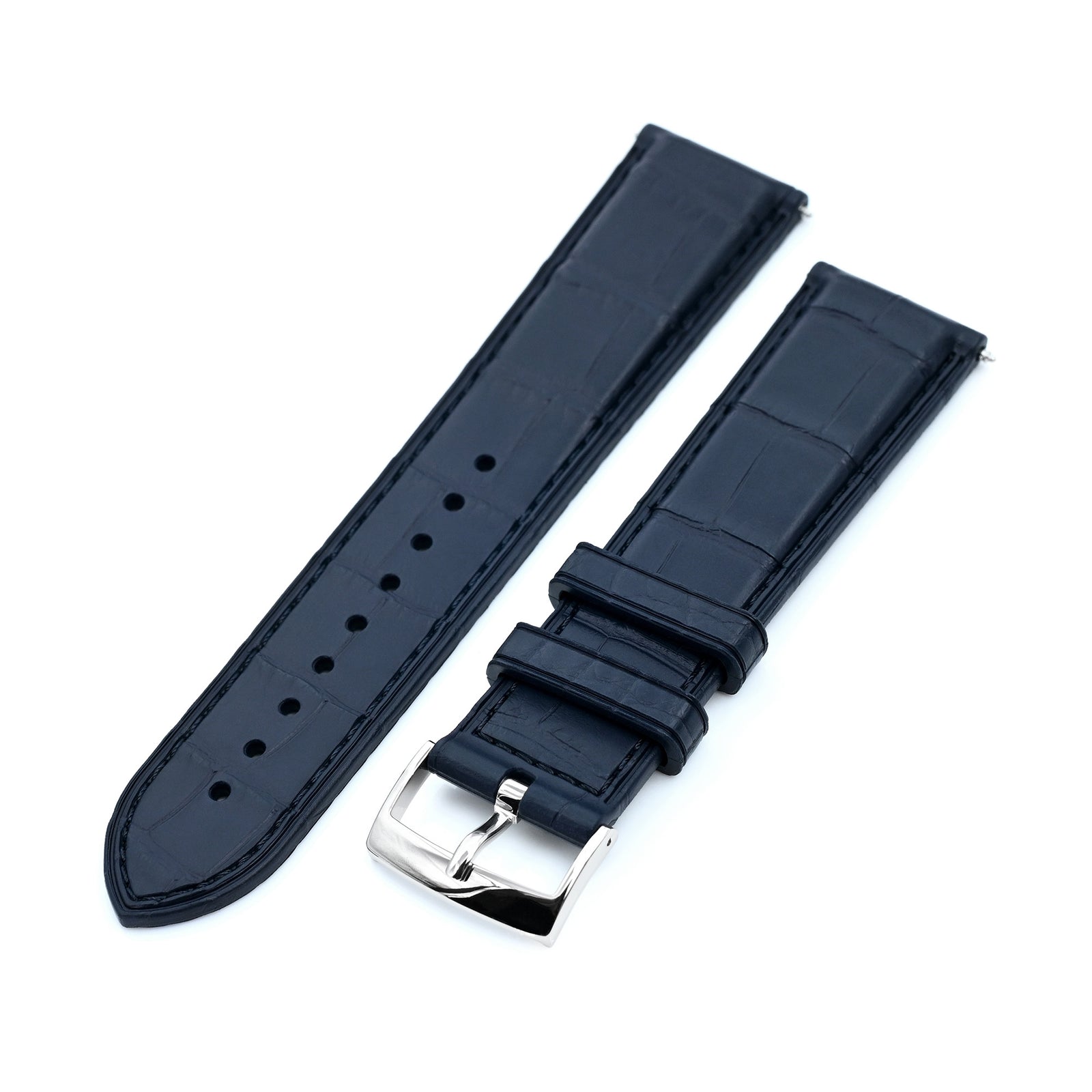 FKM43 Premium Dark Blue Alligator Embossed FKM Rubber Watch Band, 20mm or 22mm Strapcode watch bands