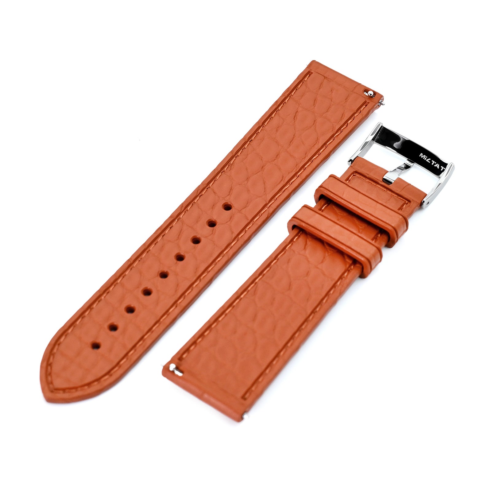FKM43 Premium Brown Alligator Embossed FKM Rubber Watch Band, 20mm or 22mm Strapcode watch bands