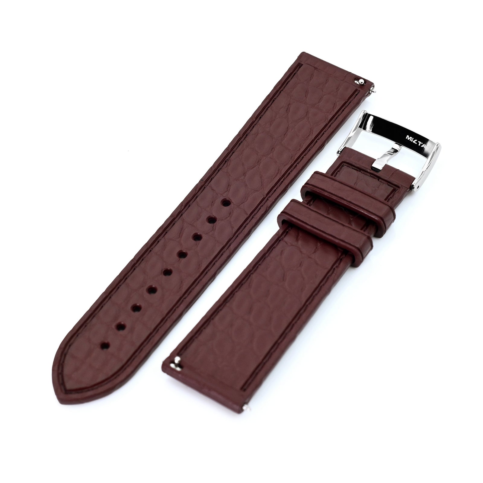 FKM43 Premium Burgundy Alligator Embossed FKM Rubber Watch Band, 20mm or 22mm Strapcode watch bands
