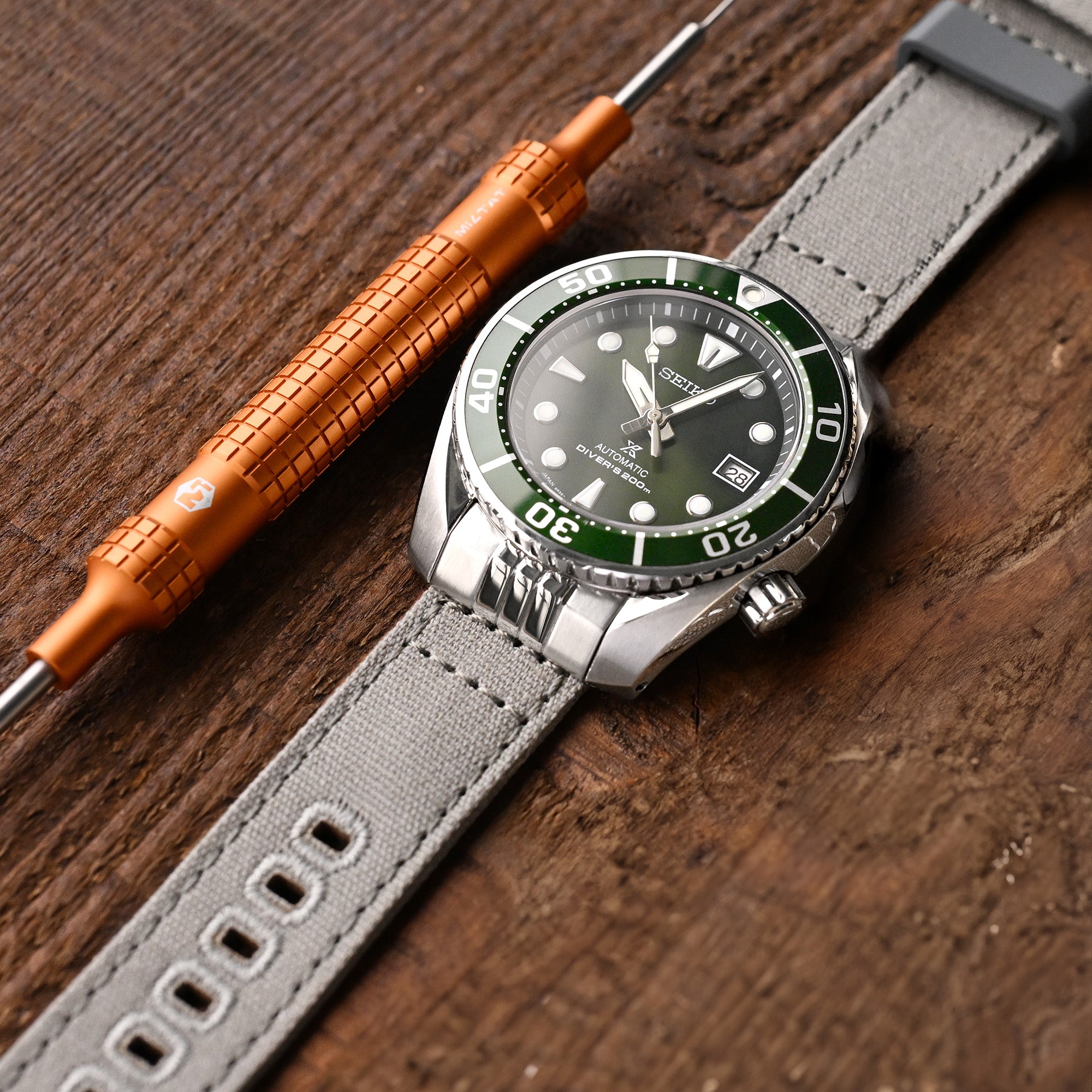 Khaki Green Quick Release Add-on End Piece Canvas + Watch Strap for Seiko Sumo SPB103 Strapcode Watch Bands