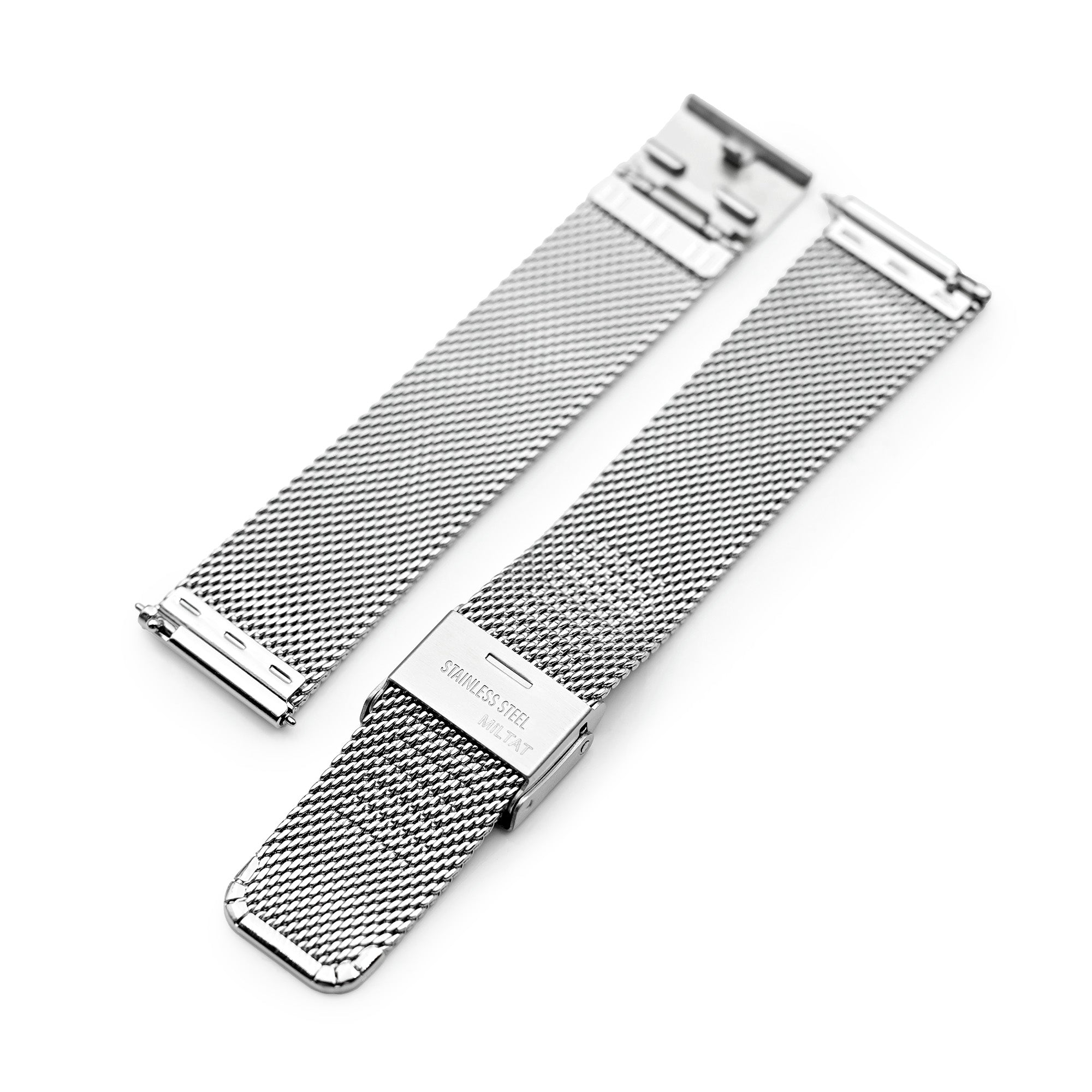 Quick Release Classic Superfine Mesh Watch Band, 18mm, 19mm, 20mm or 22mm, Polished