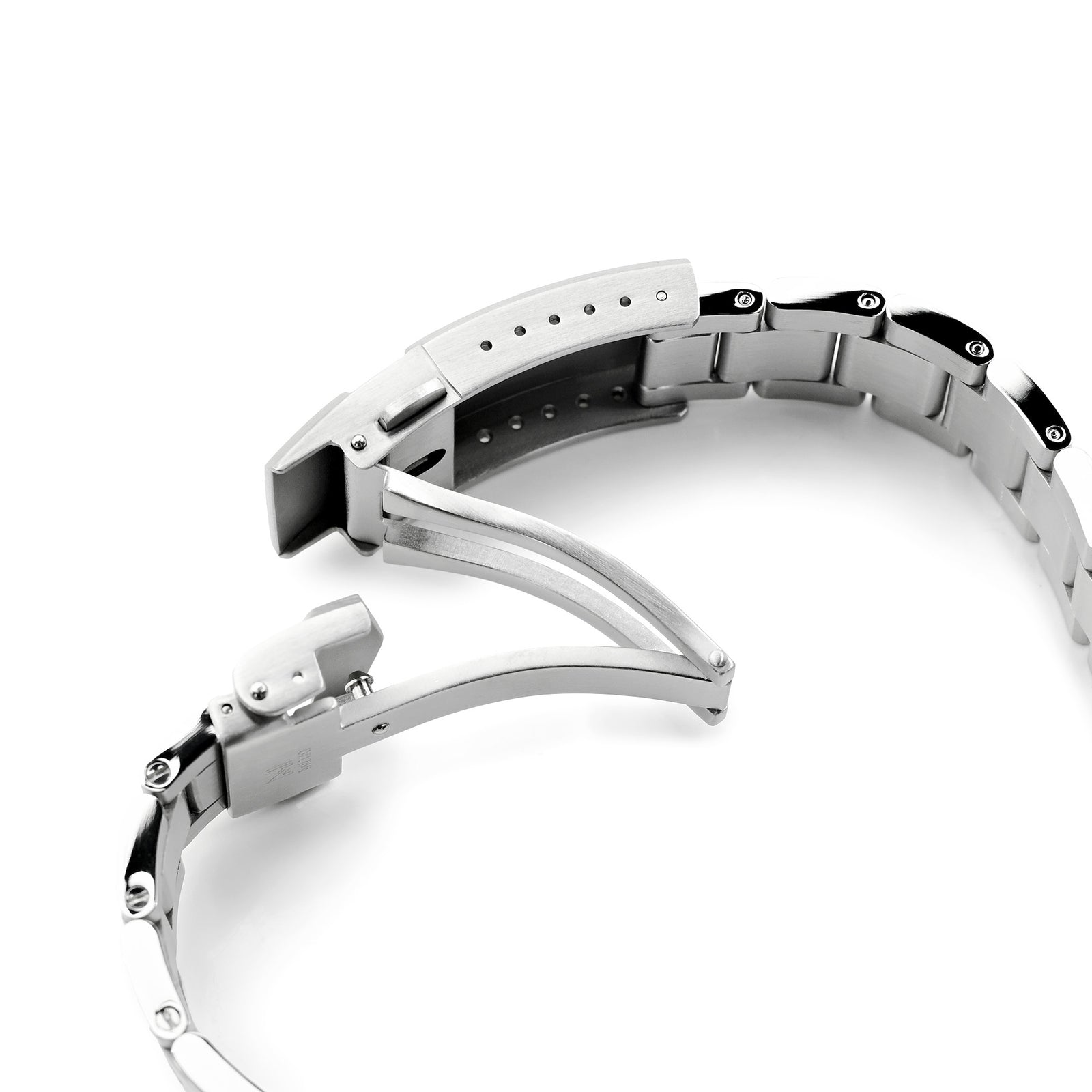 20mm Super Boyer Watch Band Straight End, 316L Stainless Steel Brushed V-Clasp