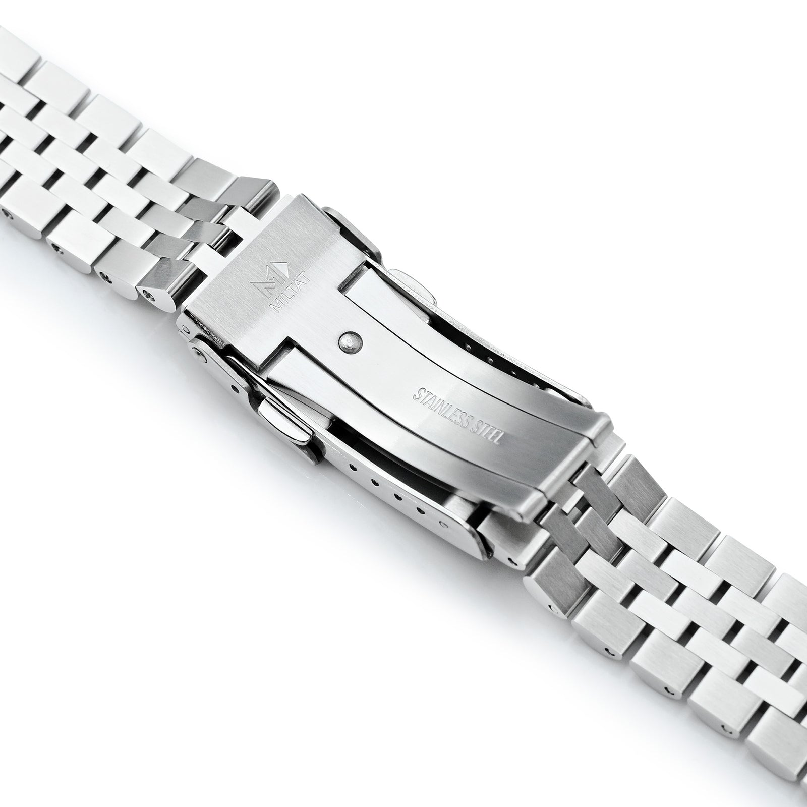 20mm Super-JUB II Uhrenarmband für Orient Mako 40, 316L Edelstahl gebürstet, Baton-Taucherfaltschließe