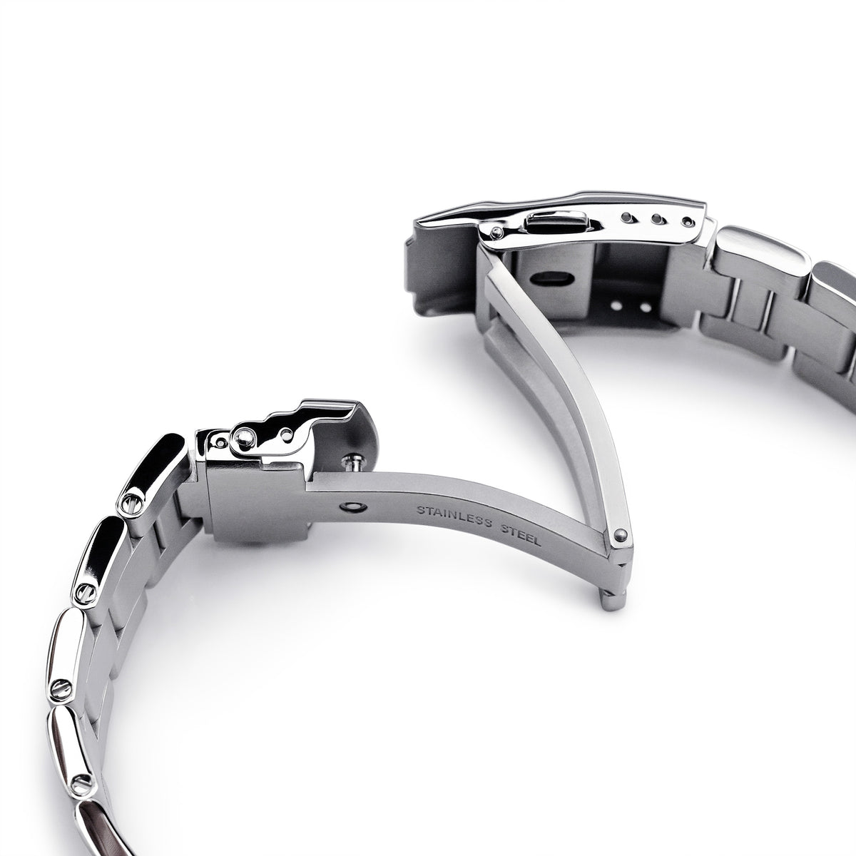 سوار ساعة Super-O Boyer مقاس 20 مم لساعات Seiko Sumo SBDC001 SBDC031 SBDC081، ستانلس ستيل مصقول، مشبك غطس