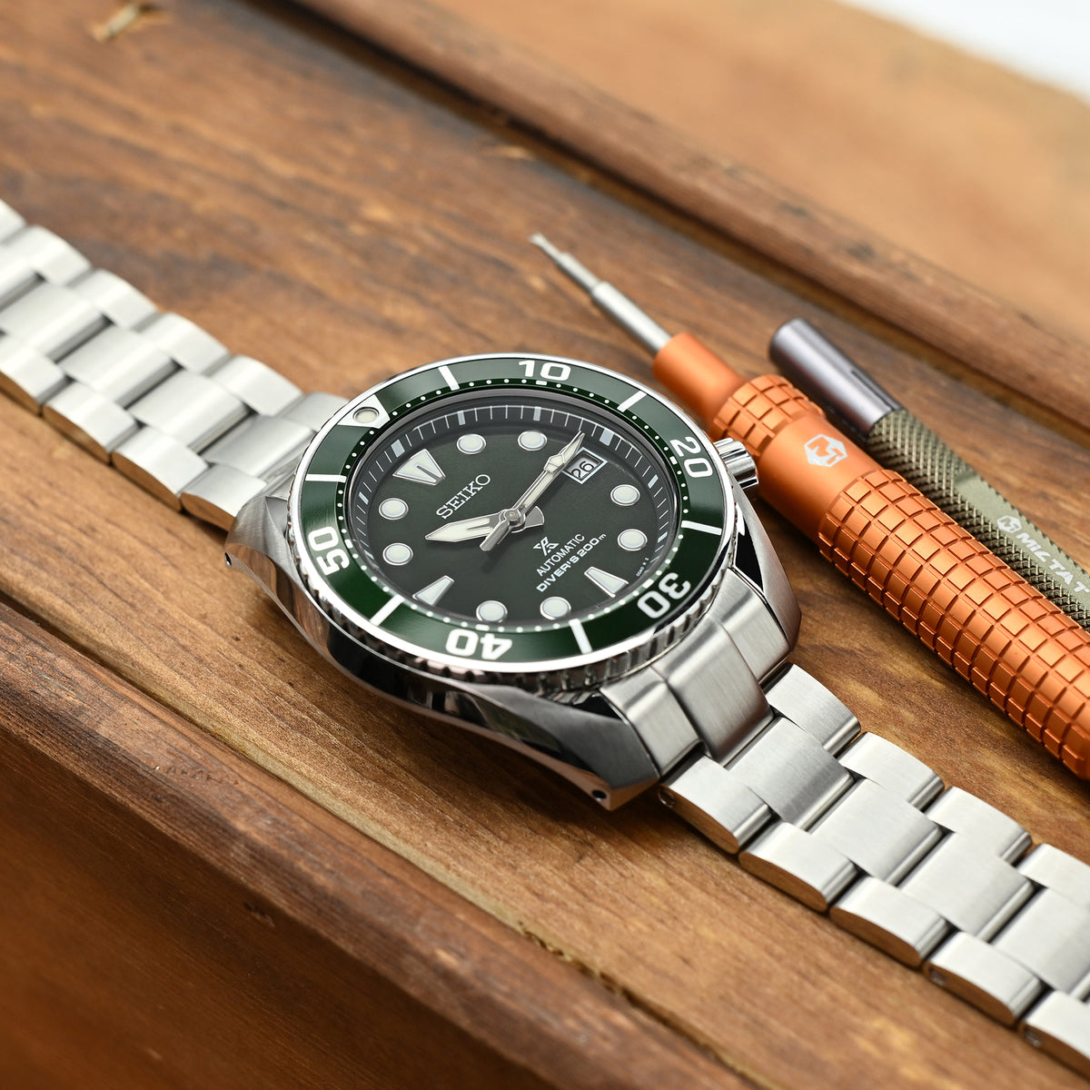 سوار ساعة Super-O Boyer مقاس 20 مم لساعات Seiko Sumo SBDC001 SBDC031 SBDC081، ستانلس ستيل مصقول، مشبك غطس