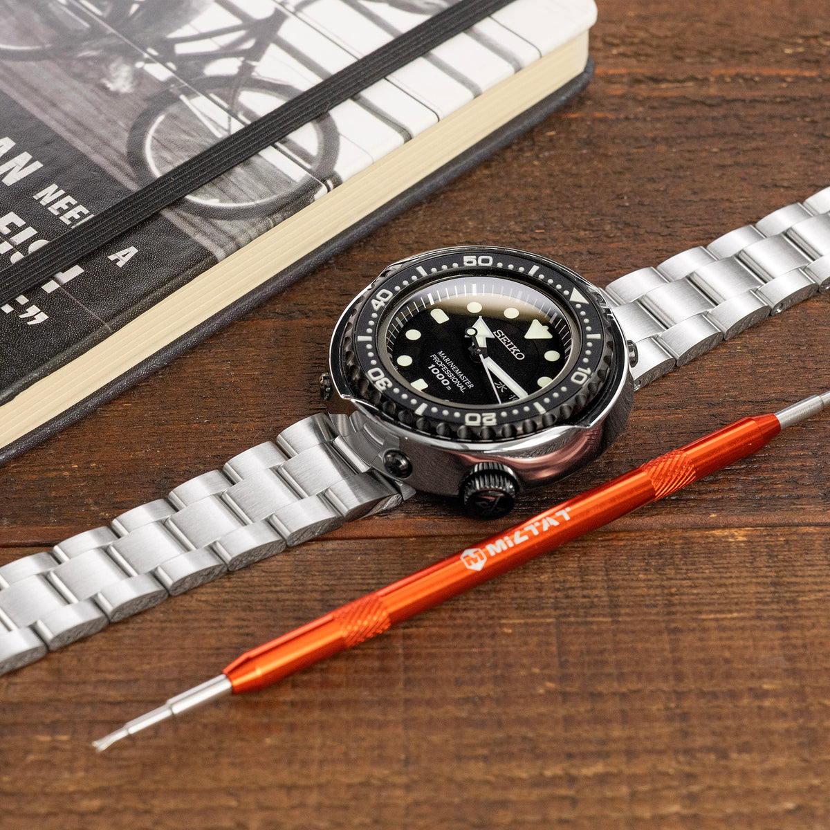 21.5mm Super-O Boyer Watch Band compatible with Seiko Tuna SBBN013, 316L Stainless Steel V-Clasp Button Double Lock