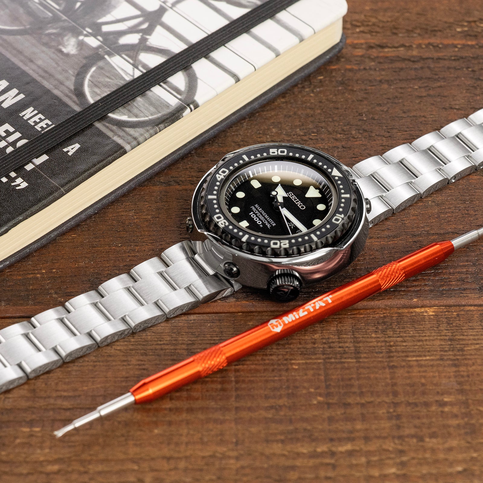 21.5mm Super-O Boyer 316L Stainless Steel Watch Band for Seiko Tuna V-Clasp Button Double Lock Strapcode Watch Bands
