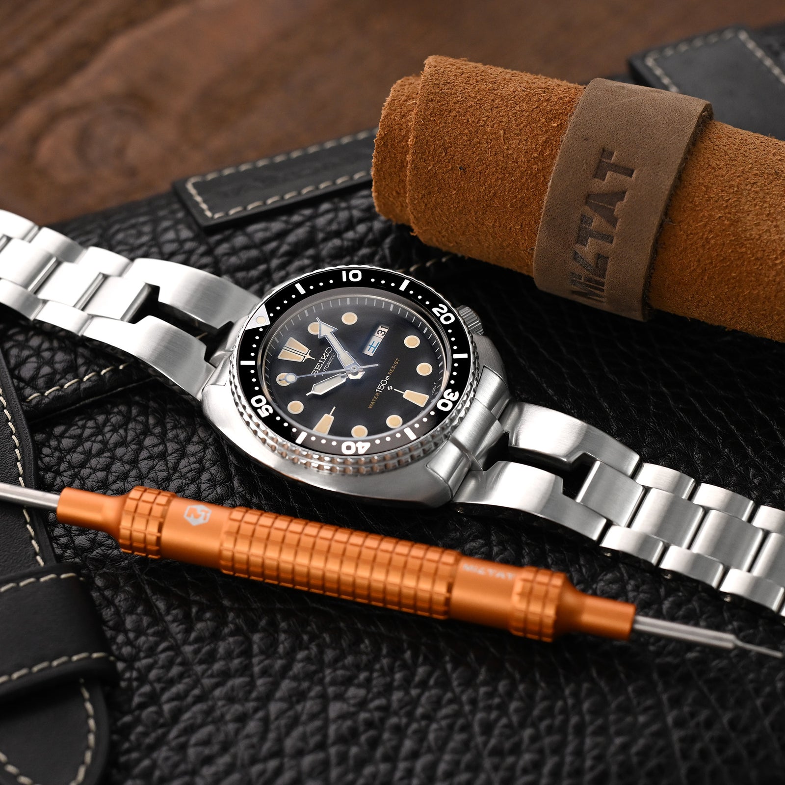 22mm Retro Shaver Blade 316L Stainless Steel Watch Bracelet for Seiko 6309-7040 Brushed V-Clasp Strapcode Watch Bands