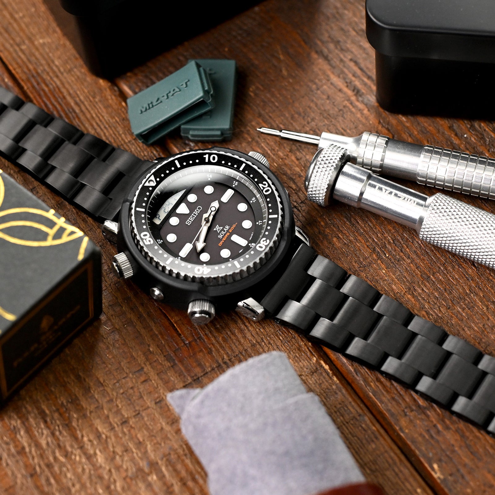 22mm Super-O Boyer 316L Stainless Steel Watch Band Straight End, Diamond-like Carbon (DLC coating) Diver Clasp Strapcode Watch Bands