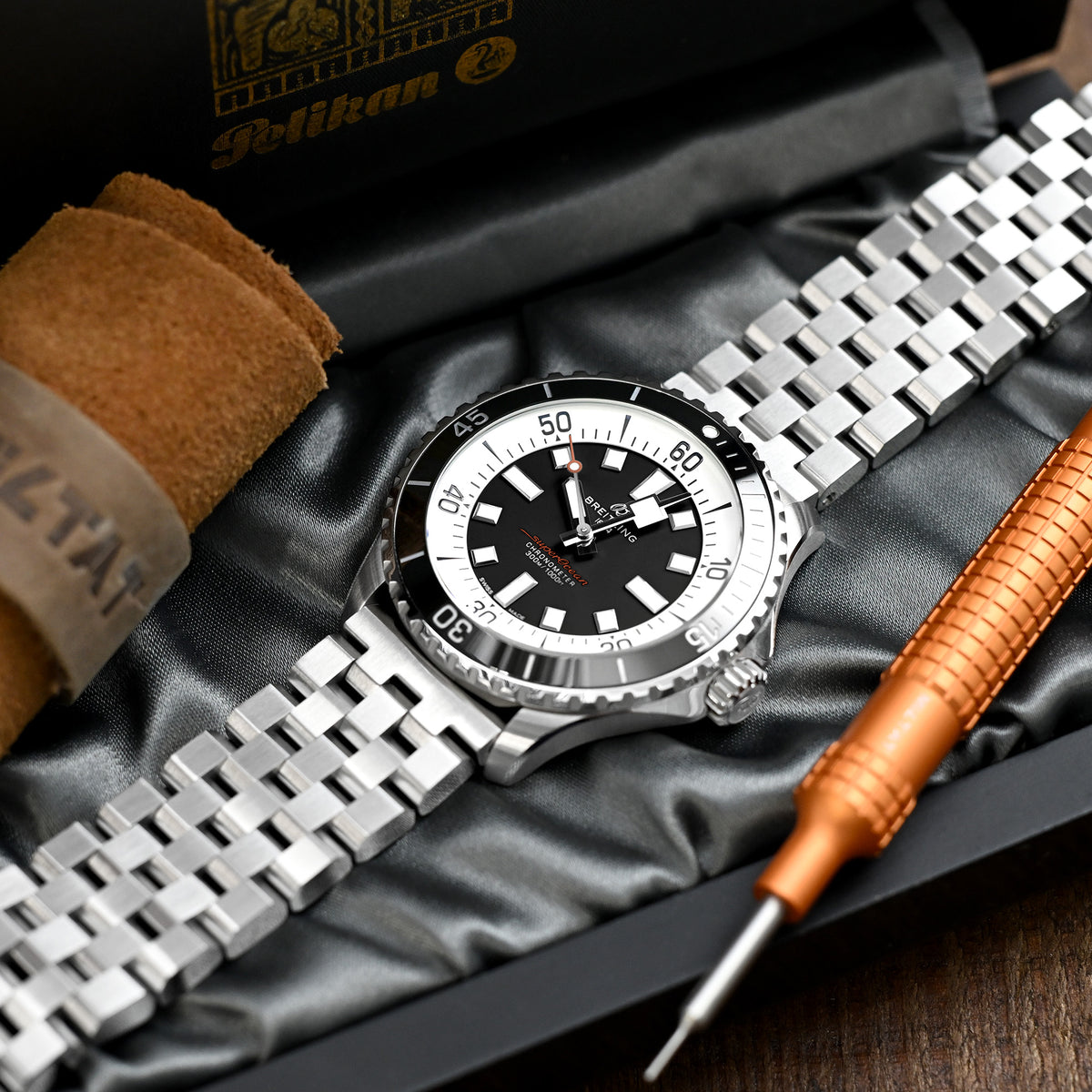 SUPER Engineer Type II Watch Band Straight End, 316L Stainless Steel Solid Link Push Button