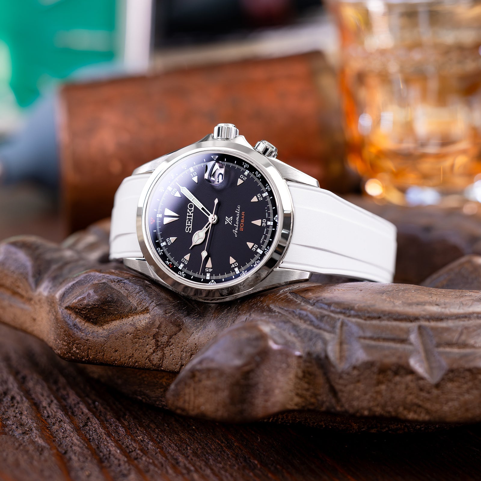 StrapXPro - SAP1A Rubber Strap for Seiko Alpinist SARB017 Series, White Strapcode watch bands