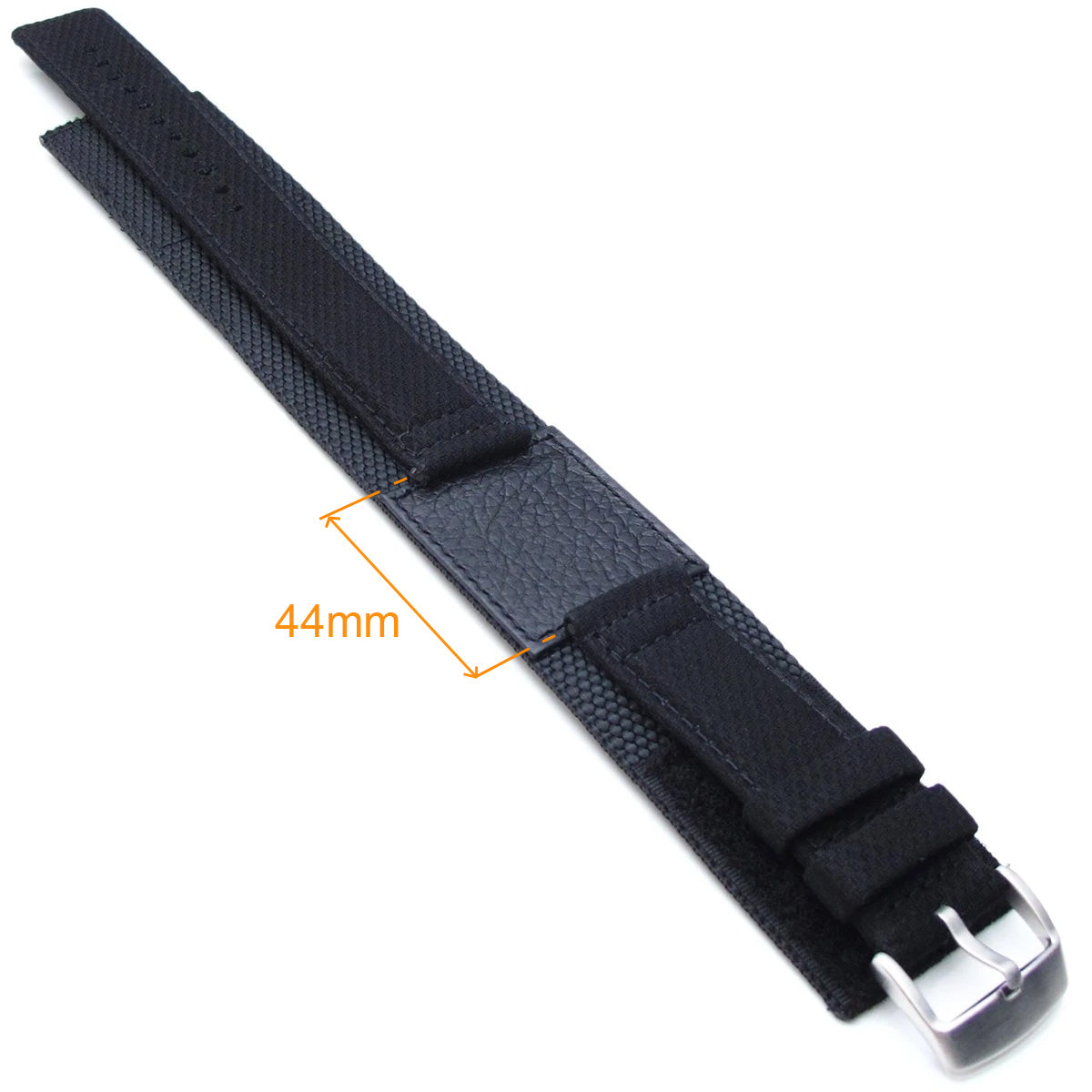 MiLTAT 24mm Double Layer Nylon Black Tactical Velcro Watch Strap, design for 44mm Panerai Watches