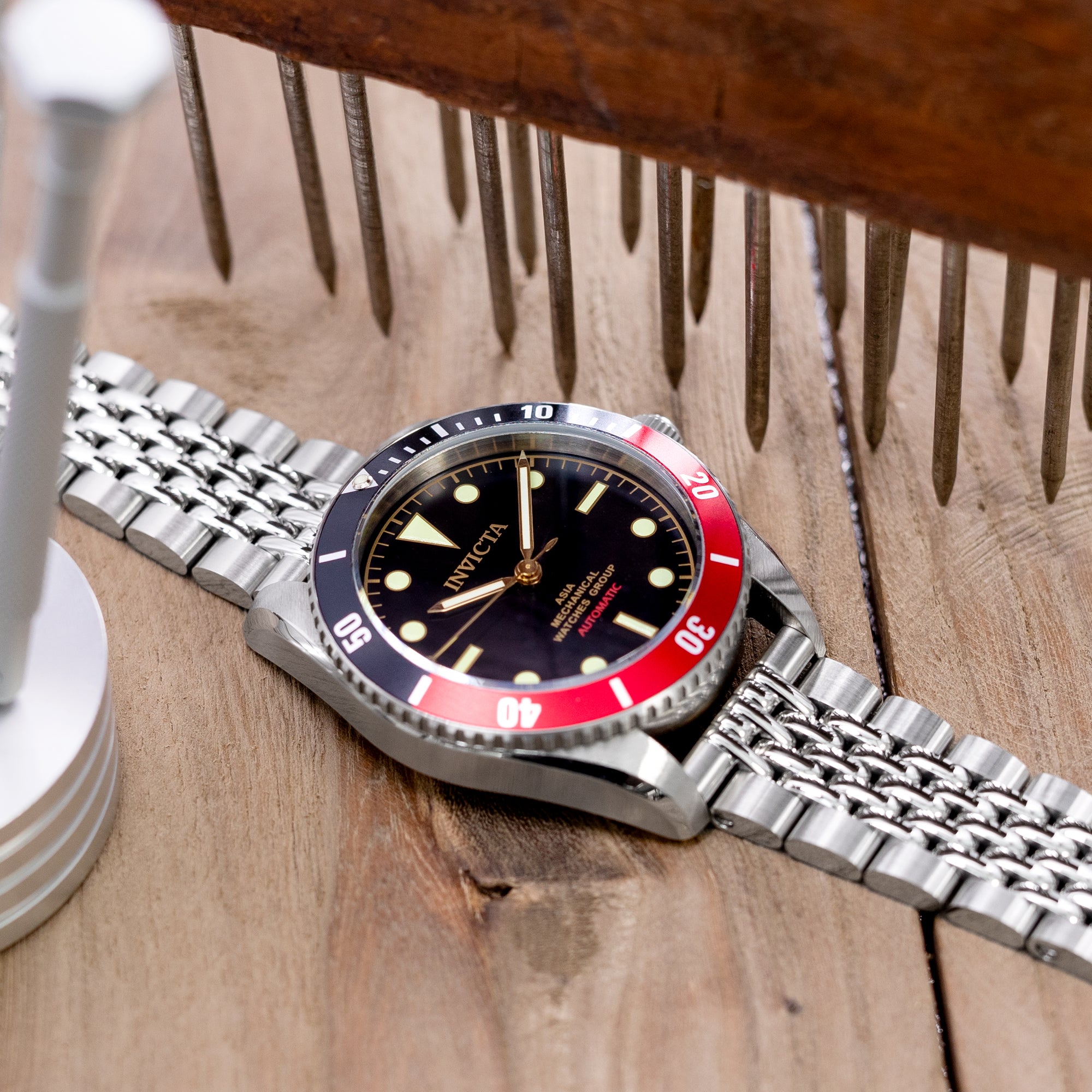 18mm, 19mm or 20mm Goma BOR Watch Band Straight End, 316L Stainless Steel Brushed and Polished V-Clasp Strapcode Watch Bands