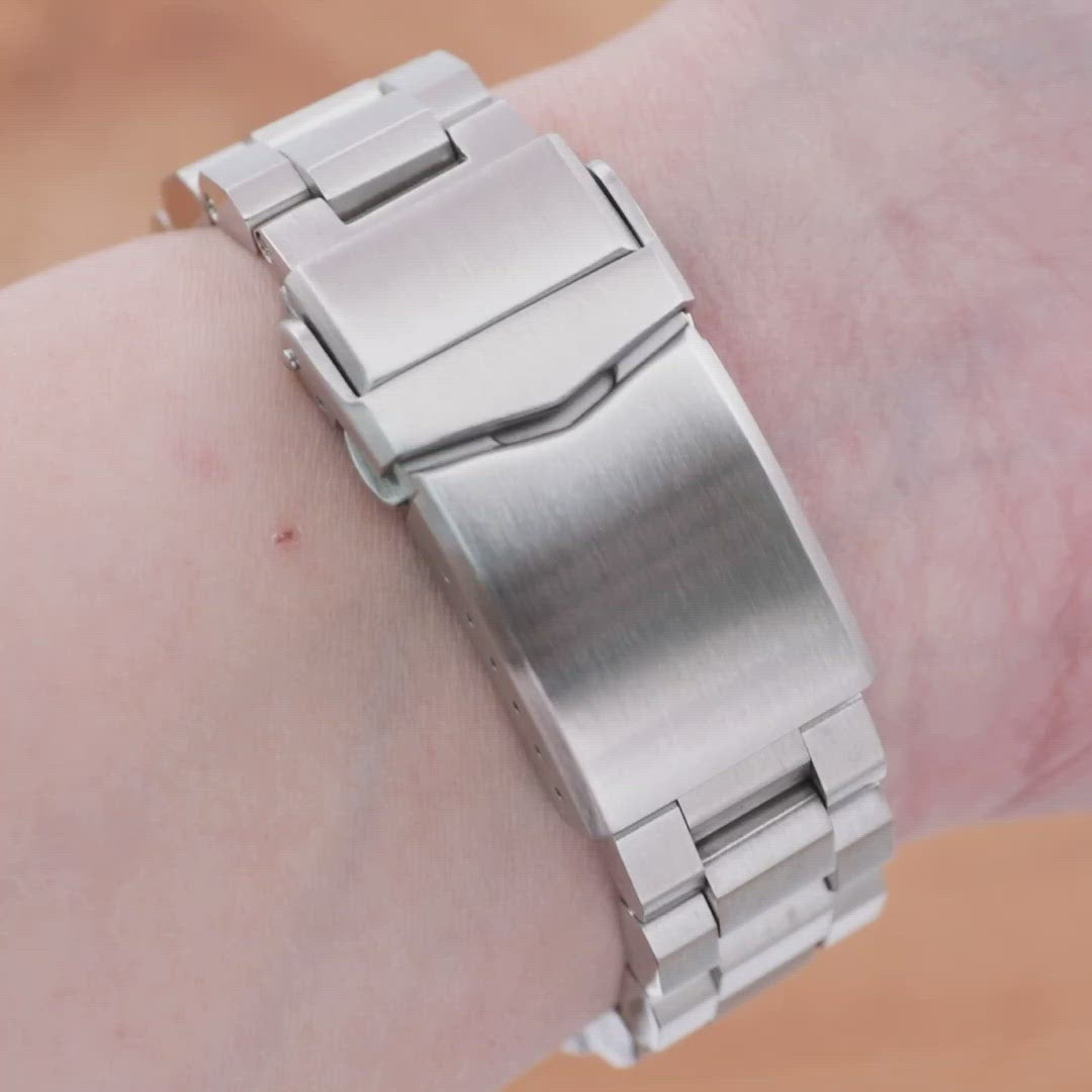 سوار ساعة هيكساد 22 مم لساعات سيكو ساموراي SRPB51 SRPB09 SRPC93، ستانلس ستيل مصقول، إبزيم V دايفر