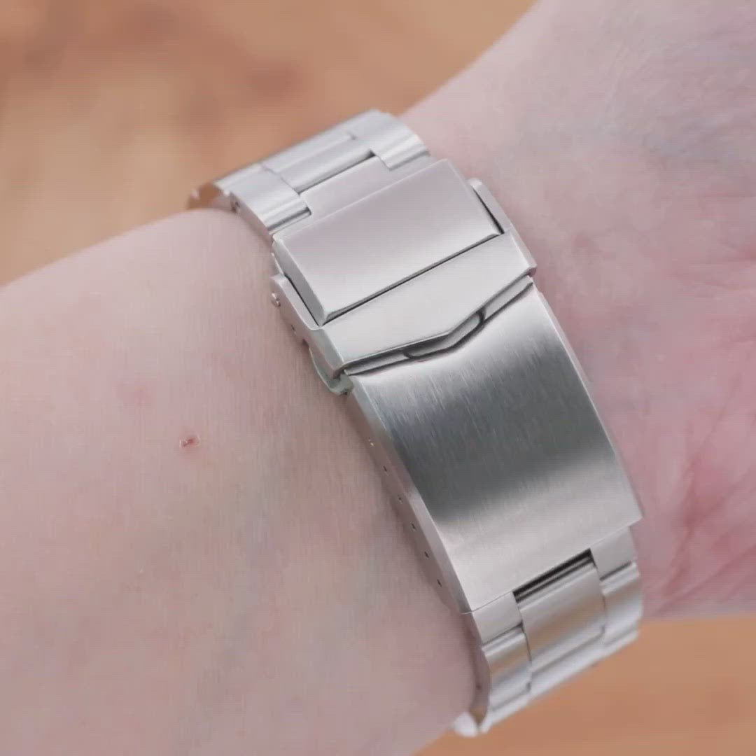 سوار ساعة Super-O Boyer مقاس 22 مم لساعات Seiko New Turtles SRP777 SRP775 SRPA21 (PADI)، من الستانلس ستيل المصقول، مع مشبك V Diver