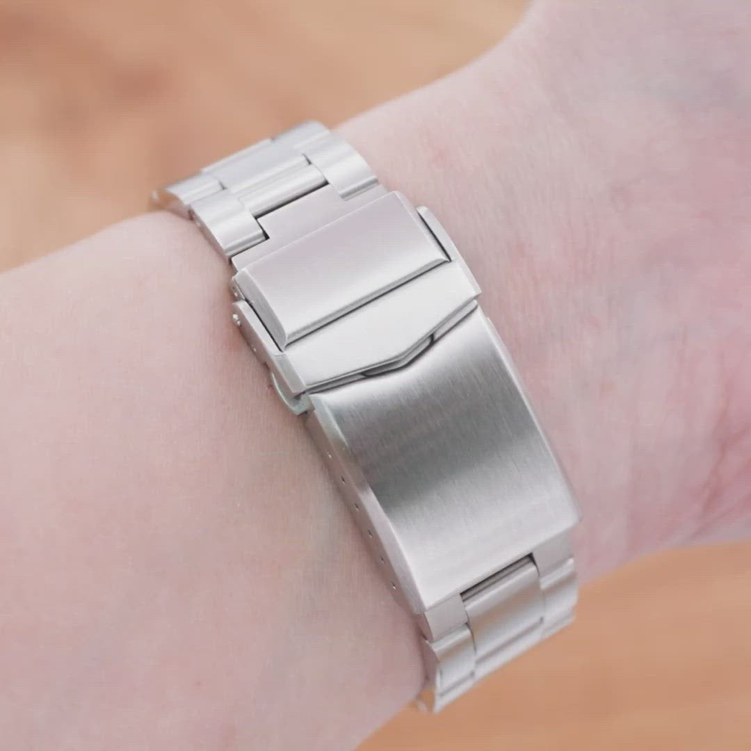 سوار ساعة Super-O Boyer مقاس 20 مم لساعات Seiko Mini Turtles SRPC35 SBDY109 SBDY085، من الستانلس ستيل المصقول، مع مشبك V Diver