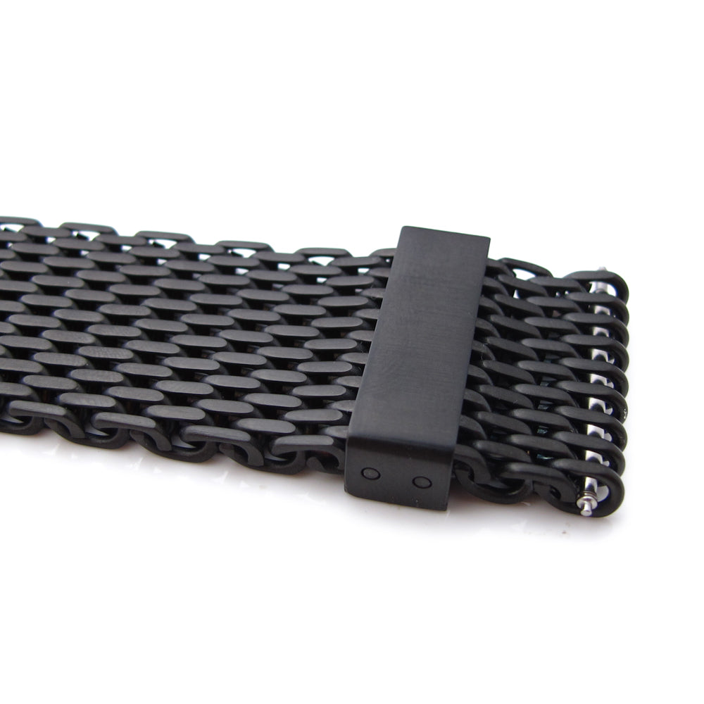 18mm 20mm 22mm or 24mm Stainless Steel mesh band extension piece PVD Black Strapcode Parts