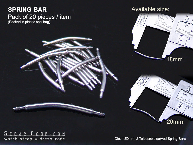 Curved Spring Bars Double Shoulder 1.50mm Dia. (pack of 20 pieces)