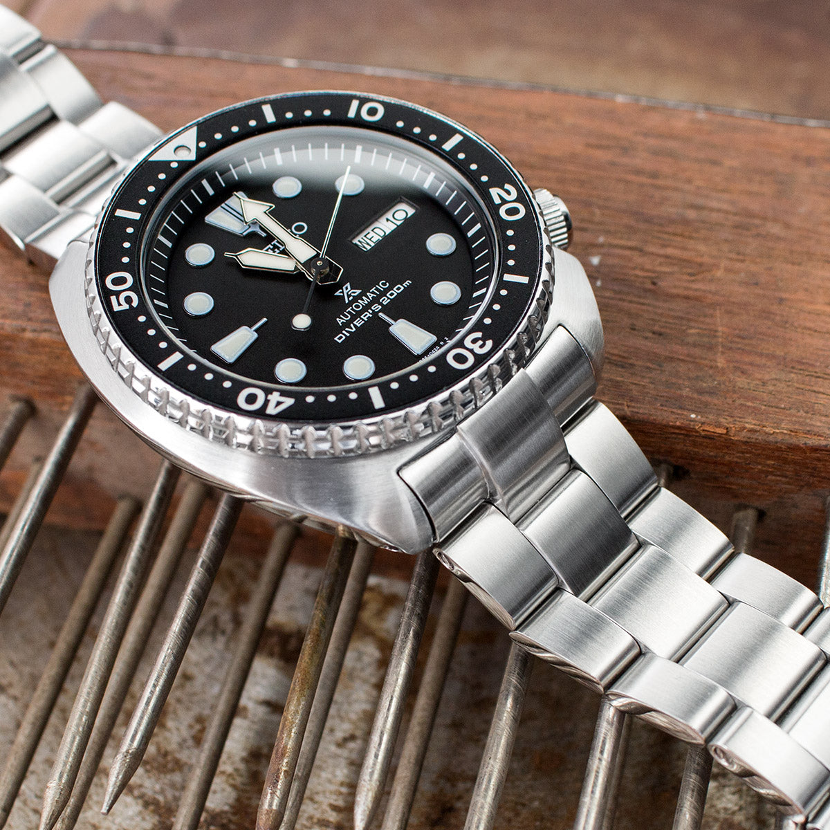 سوار ساعة Super-O Boyer مقاس 22 مم لساعات Seiko New Turtles SRP777 SRP775 SRPA21 (PADI)، ستانلس ستيل مصقول، مشبك غطس