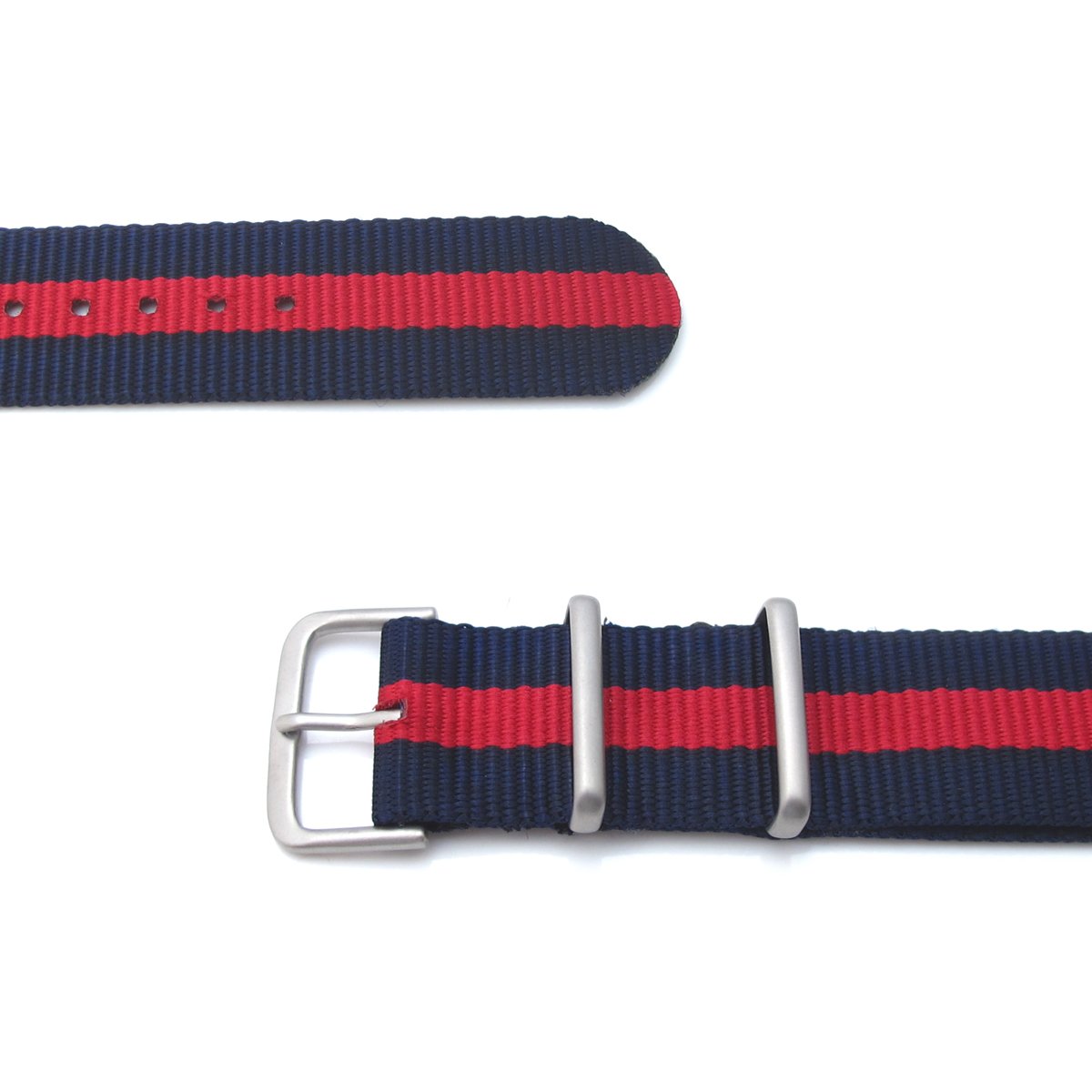 MiLTAT 20mm G10 military watch strap ballistic nylon armband Brushed Red & Blue Stripes Strapcode Watch Bands
