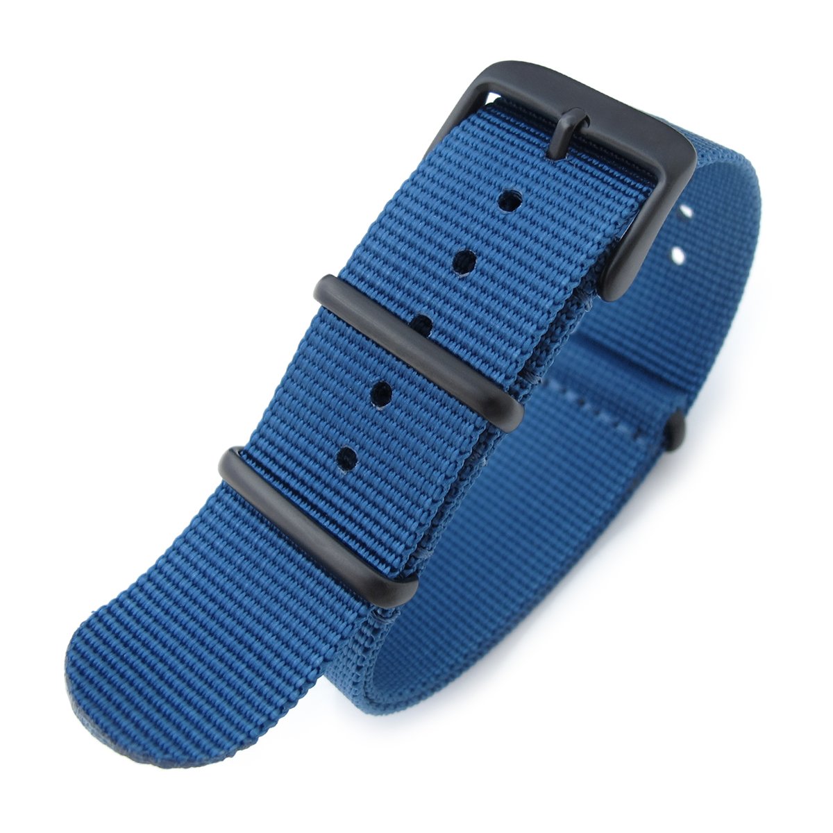 NATO 20mm G10 Military Watch Band Nylon Strap Blue PVD Black 260mm Strapcode Watch Bands