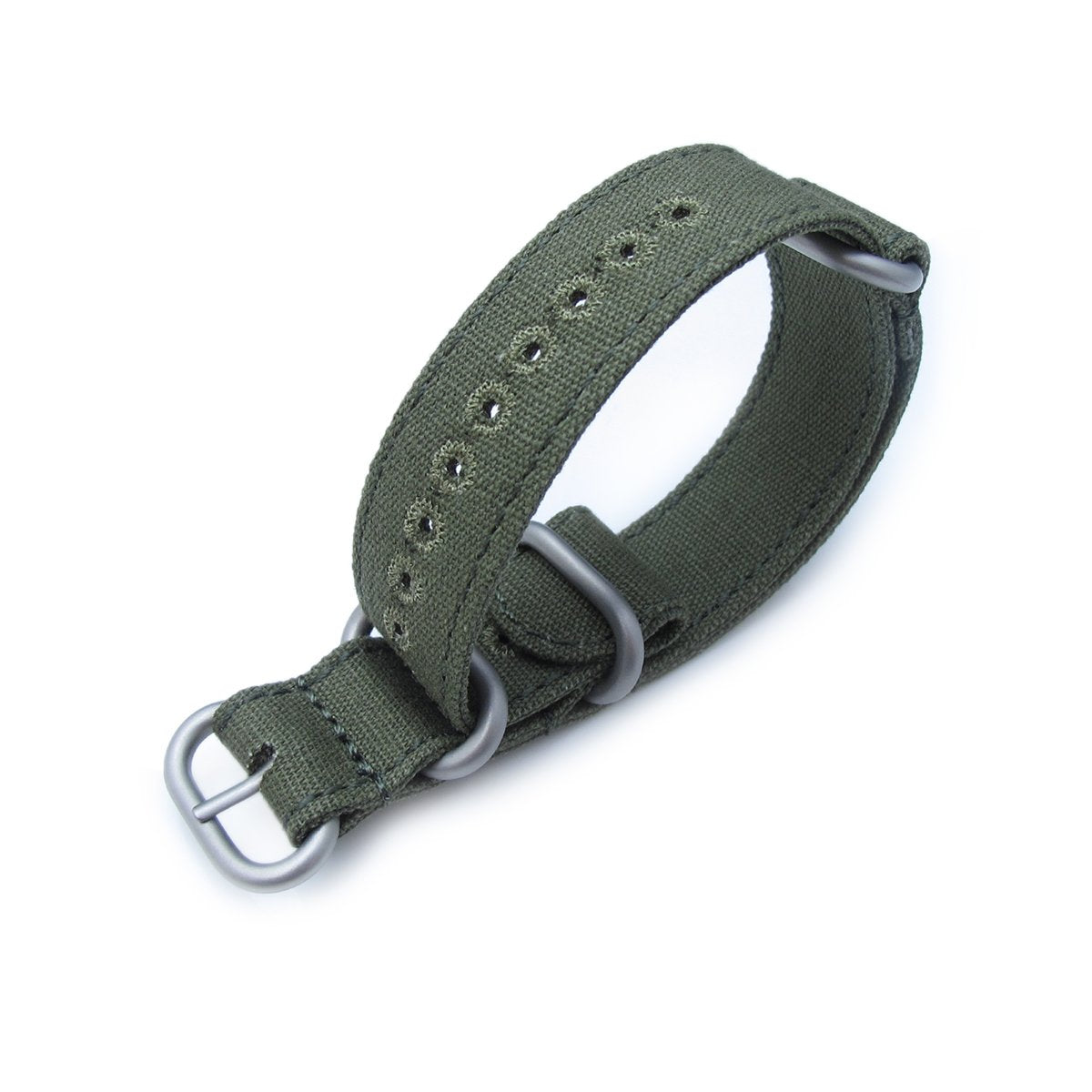 20mm MiLTAT Canvas G10 military watch strap military color with lockstitch round hole Forest Green Strapcode Watch Bands