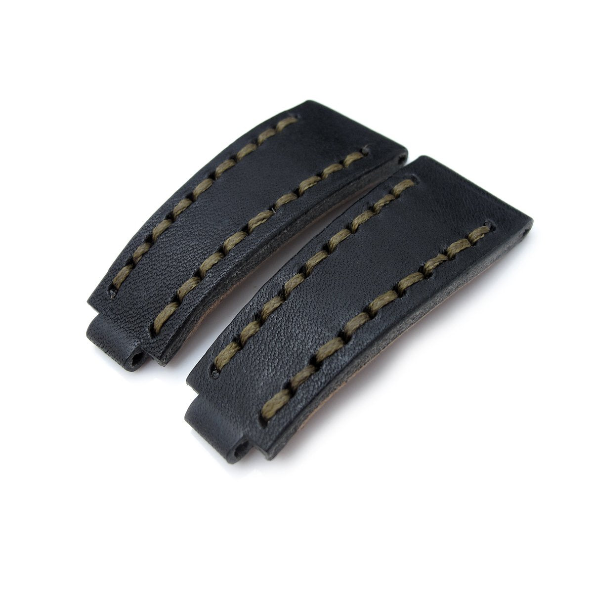 20mm MiLTAT RX Collection Watch Strap NERO Black Genuine Calf Green St. Tailor-made for RX SUB & EXP Strapcode Watch Bands